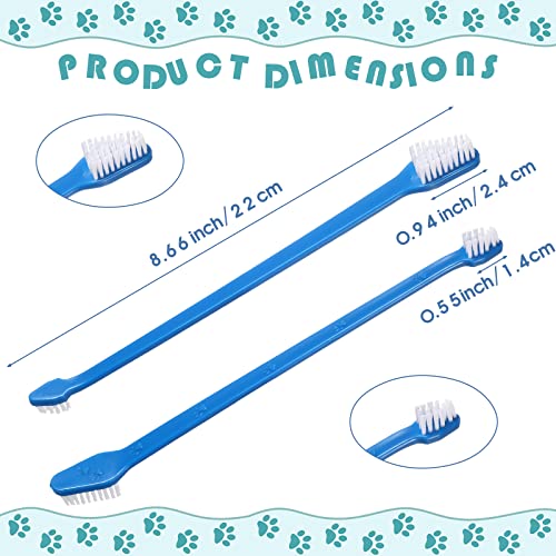 200 Count Dog Toothbrush Double Headed Long Handle Soft (Blue)