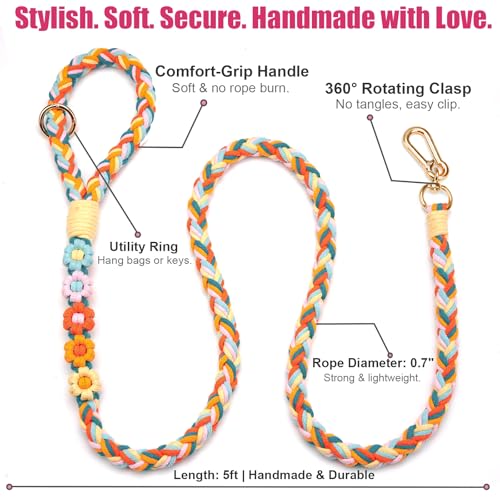 5FT Braided Cotton Rope Leash for Small (Fiesta Twist)