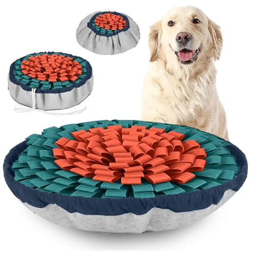 Snuffle Mat Dog Puzzle Toy Slow Feeder for Training & Enrichment (Orange Teal)