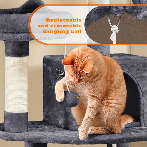 62.5in Tall Cat Tree w (62.5in / Dark Gray)
