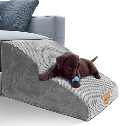 High Density Extended Foam Dog Ramp&Steps 2 Tiers (Grey / 21.7*15.7*11.8)