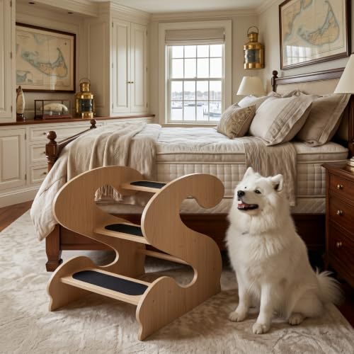Wood Stairs for Dogs WoodPattern (YellowMaple GrainPatten / Width16¾", Depth23¼", Height19⅜")