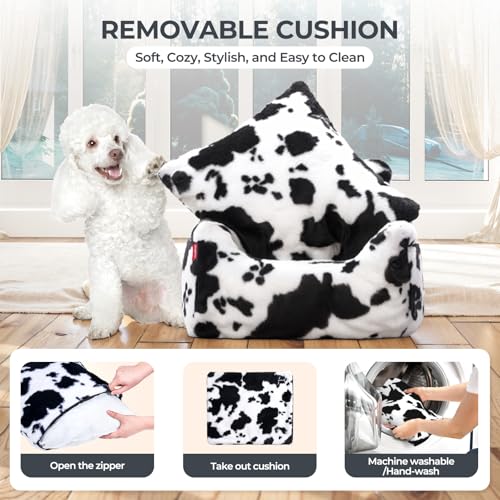 Dog Car Seat for Small Dogs & Cats Under 25 lbs (Milk Cow / Small)
