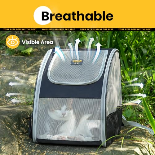 Cat Backpack Carrier for Small Dogs and Cats Fit Up to 15 Lbs (Grey)