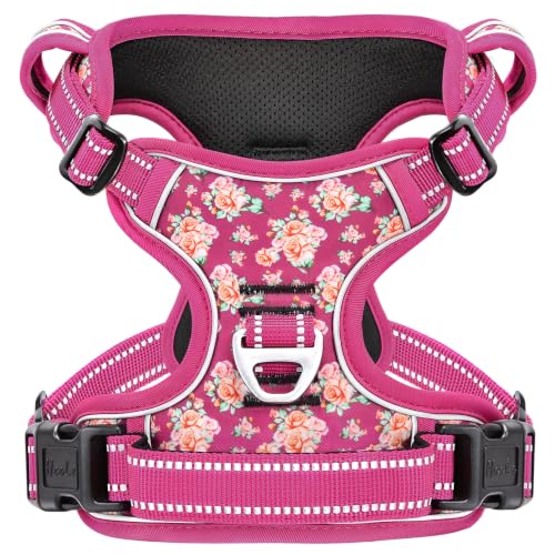 Dog Harness Reflective (S / Flower Rose)