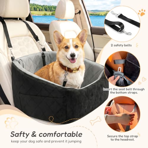 Dog Car Seat for Small Dogs Up to 30 Lbs (Light Gray-Black(Waterproof & Wear-Resistant) / Small)