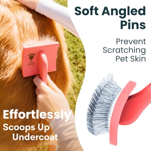 Slicker Brush for Dogs (Coral / Curved Small)