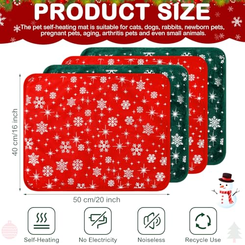 4 Pack Self Heating Cat Bed Cat Self Warming Pad with Removable Cover Extra Warm Thermal Pet Pad Washable Pet Crate Mat Anti Slip Kennel for Indoor Outdoor Pets (16 x 20 Inches)