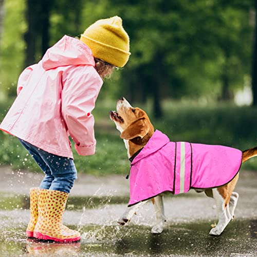 Waterproof Hooded Dog Raincoat (Pink / Medium)