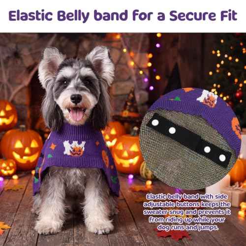 Dog Halloween Sweater Cloak (Small(Back Length 10") / Halloween Purple)
