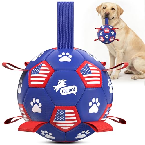 Dog Toys Soccer Ball with Straps (Flag / 8 Inch)