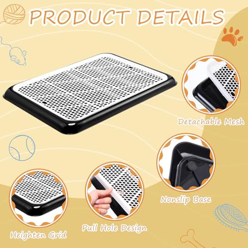 Dog Pee Pad Holder Potty Tray Portable Dog Litter Box Toilet Training for Indoor Outdoor Small Medium Large Pet Puppy (Black / 19.69 x 14.17 Inches)