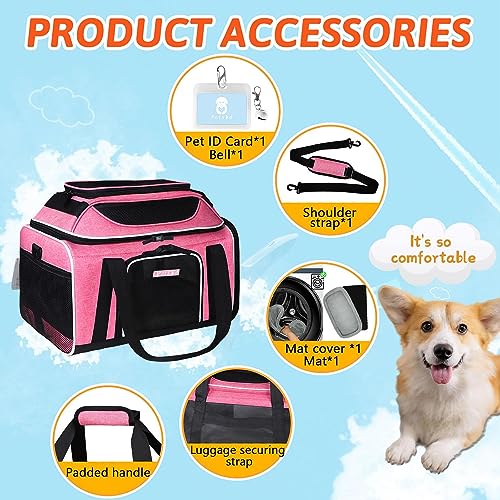 Top Expandable Small Pet Carrier 18"x11"x11" Airline Approved (18.0"L x 11.0"W x 11.0"H / Pink)