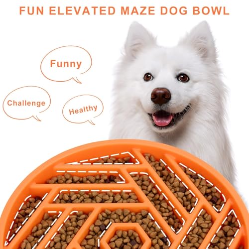 Slow Feeder Dog Bowls Large Medium Breed (Orange)