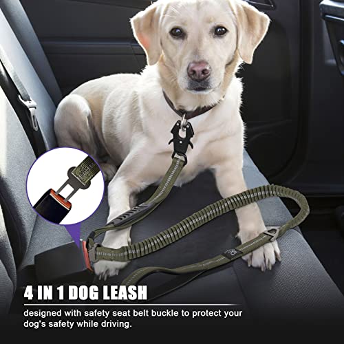 Tactical Shock Absorbing Bungee Dog Leash Heavy Duty (Ranger Green / Aviation aluminum)
