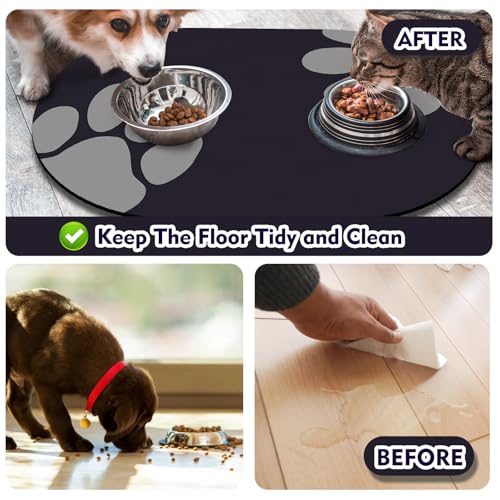Dog Feeding Mat 24''x16'' (24''x16'' / Black Paw)