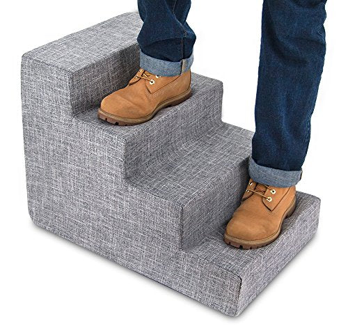 Dog Stairs & Steps (Ash Gray Linen / H: 18 Inches)