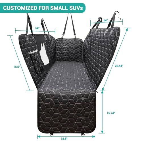 Dog Car Seat Cover for Back Seat (Small-52" / Hammock-Black)
