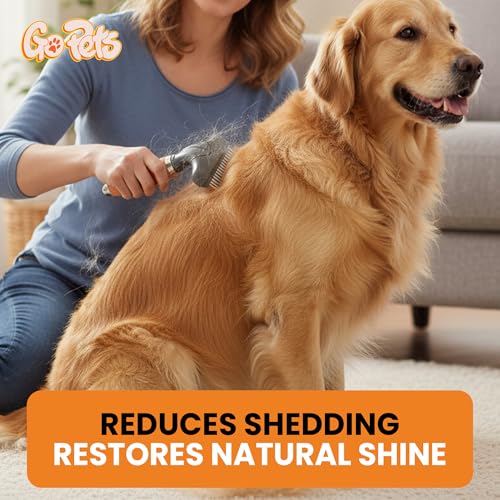 Double Row Dematting Rake Undercoat Deshedding Tool for Dogs & Cats (Double Row Dematting Comb)