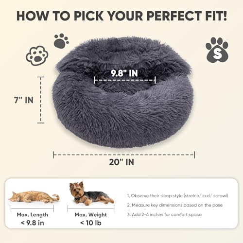 Dog Beds for Small Dogs (20.0"L x 20.0"W x 7.0"Th / Grey)