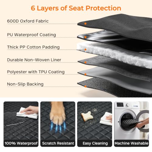 Dog Car Seat Cover for Back Seat (Black / Medium (52" W x 49" L))