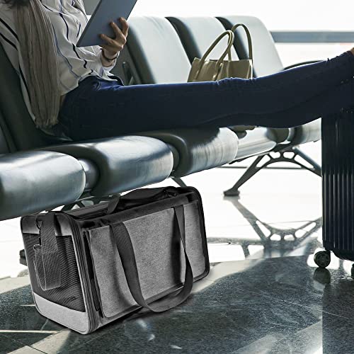 Pet Carrier for Large Cats up to 20lbs Soft (Grey / 18.1"L x 11.8"W x 11.8"H)