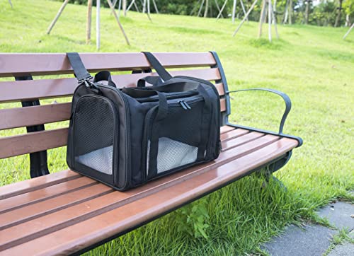 Soft Sided Carrier for Small Medium Cats Dogs (17.0"L x 11.0"W x 11.0"H / Black)