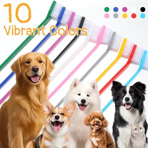 200 Pcs Dog Toothbrush Dual Headed Dental Brushes Bulk Dog Tooth Brushing Kit Long Handle Soft Bristles Pet Tooth Brush for Large and Small Dogs