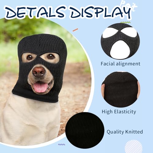 Dog Halloween Christmas Costume Ear Muffs Noise Protection Knitted Dogs Ears Warm Hats Dog Robbers & Thieves Mask Funny Pet Cosplay for Medium Large Pets (Black musk)