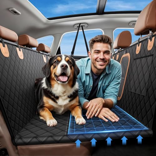 600D Heavy Duty Dog Car Seat Cover for Back Seat (Black)