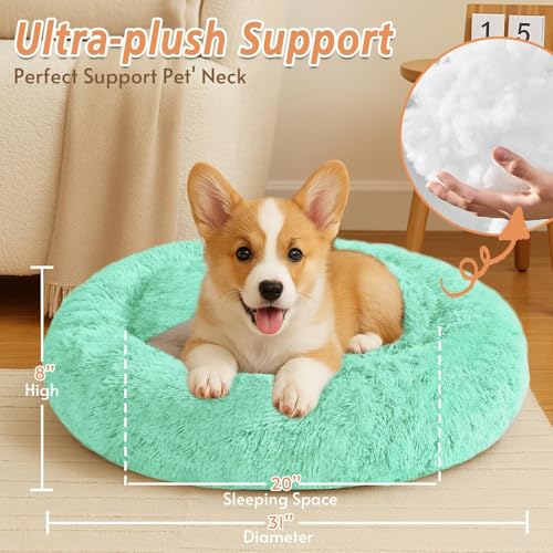 Calming Dog Bed Medium Size Dog (Mint Green / 31.0"L x 31.0"W x 8.0"Th)