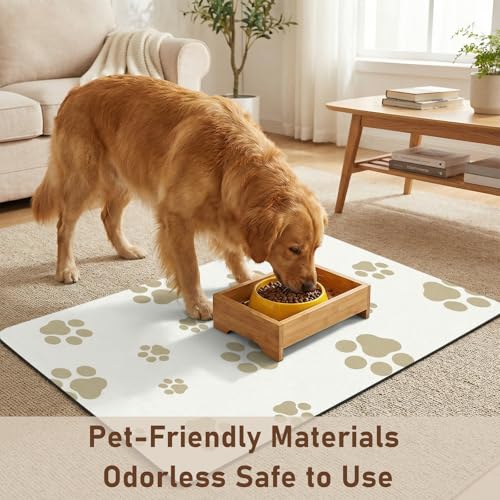 Pet Feeding Mat Dog Cat Food Mat Absorbent No Stains Quick Dry Rubber Bottom Anti (Off White-JY / 16"×24")