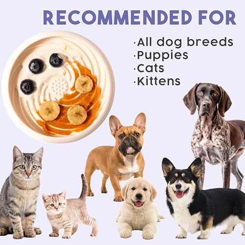 Lick Dish Silicone Lick Mat + Slow Feeder for Cats & Small Dogs (Almond / Small)