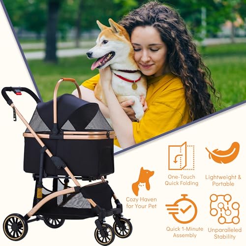 Pet Stroller for Small Dogs Cats (Black)