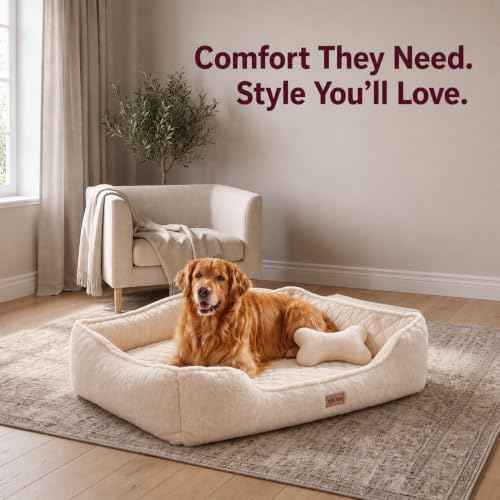 Cooling Orthopedic Dog Bed for Small Dogs (Beige / 30"L × 23"W (S))