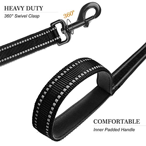 Nylon Short Traffic Leash with Padded Handle (Wide-Black)