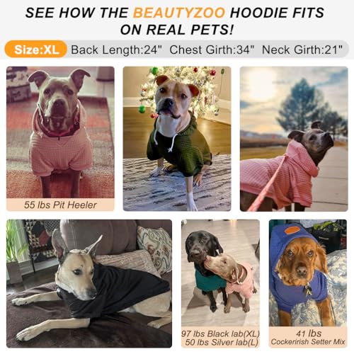 Dog Hoodies Sweater for Large Dogs (Khaki / XL (Back: 24",Chest: 34", Neck: 21"))