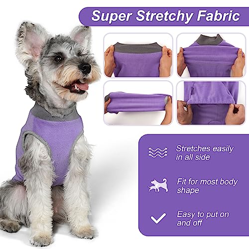 2 Pack Fleece Dog Sweater Pullover Lightweight Reflective Jacket (Large / Purple & Grey)