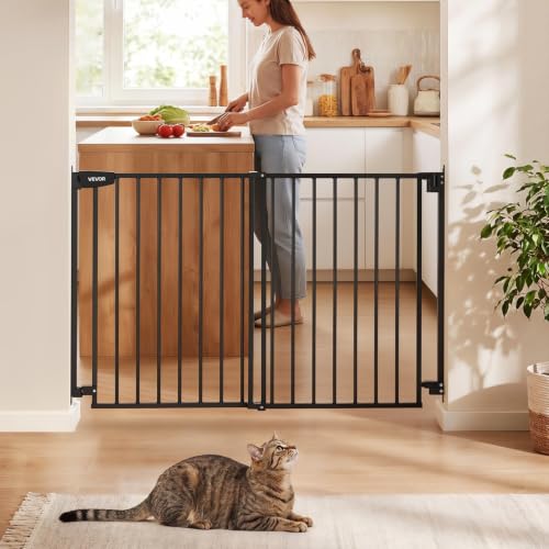 Pet Gate for Stairs (Black / 31-48" Wide x 36" Tall)