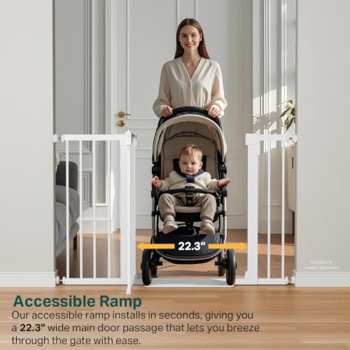 2-Pack 30-48 in Baby Gate for Stairs, Auto Close Dog Gate, White (White / 30-48"W x 30.5"H (2 Pack ))