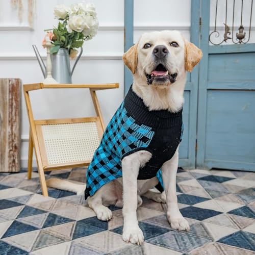 Dog Sweaters for Large Medium Small Dogs (M/L - Chest 25", Back 18" / Blue&Black)