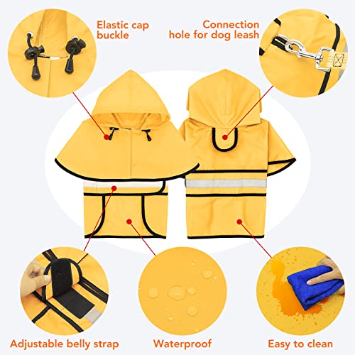 Reflective Waterproof Dog Raincoat (Large / Yellow)