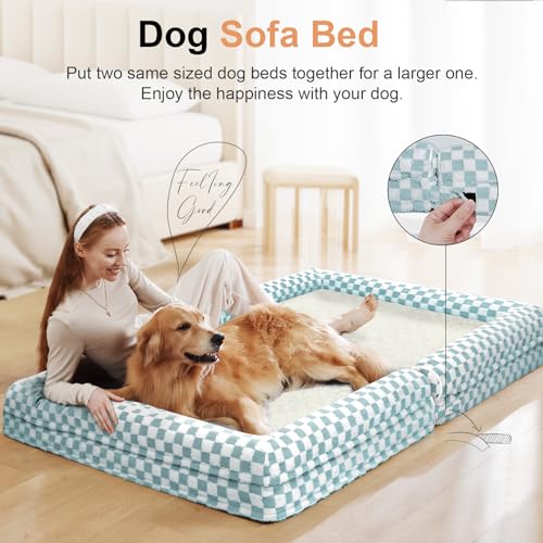 Orthopedic Dog Bed for X (Green Grid / 40.0"L x 32.0"W x 6.5"Th)