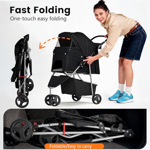3 Wheel Pet Stroller (Black)