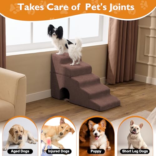 Dog Stairs for Bed 23'' H (Brown / Standard 15.5''x32.3''x23'')