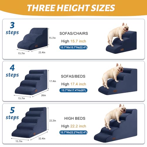 Dog Steps for Bed or Couch (Blue / Standard 4-Step 17.4"H)