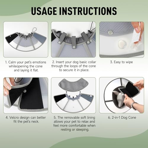 Soft Dog Cone Collar for Large Medium Small Dogs After Surgery (S / Grey)