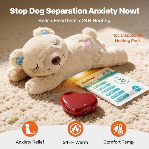 PetPrime Dog Plush Toy with Heartbeat for Puppies (Beige)