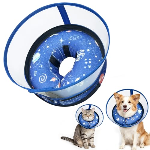 Inflatable Dog Cone Collar with Anti (Starry Sky / M(Neck:6.5-9''))