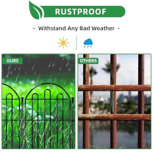 28ft in x 22in Decorative Garden Fence (Black / 26 Panels, 17 in (L) X 13 in (W))